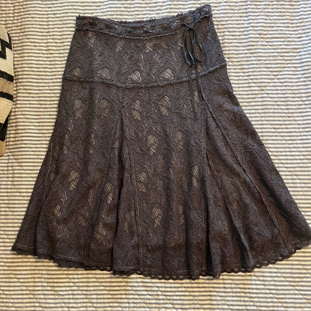 Kimchi Blue Lace A-Line Skirt in Charcoal